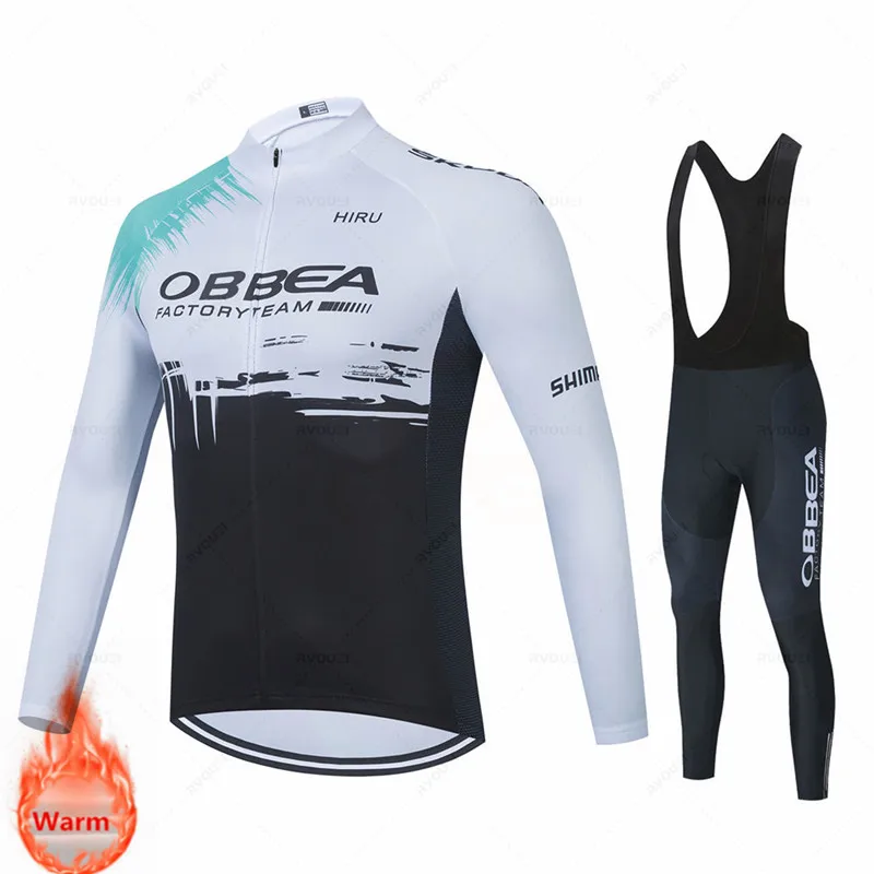 New Orbeaful Winter Thermal Fleece Set Cycling Clothes Men's Jersey Suit Sport Riding Bike MTB Clothing Bib Pants Warm Sets Ropa | Спорт и