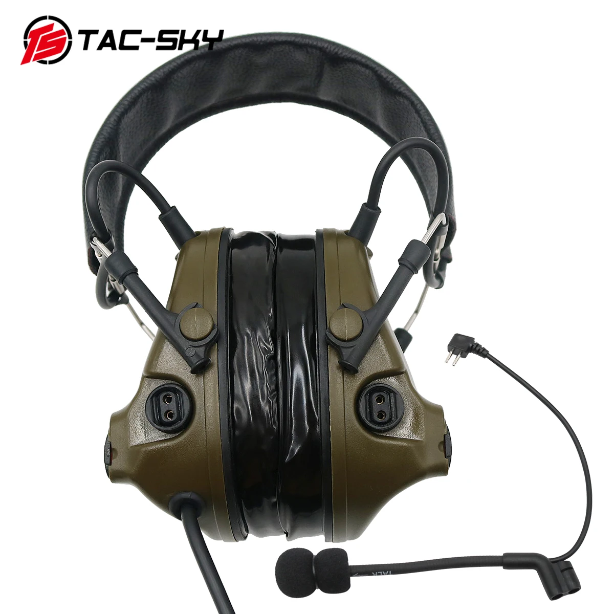 TAC-SKY leather headband COMTAC III noise reduction pickup tactical shooting hunting headset + military adapter PTTU94 PTT FG - Famidy.com