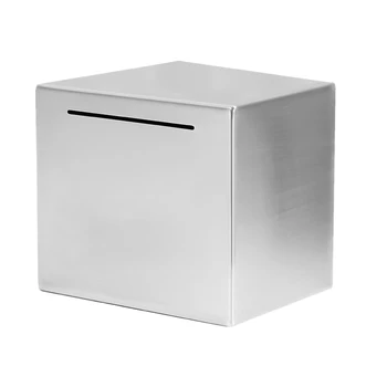 

Lover Piggy Bank Paper Money Stainless Steel Home Decor Desktop Deposit Box Can Only Save Coin Saving For Adults Gift Safe Hard