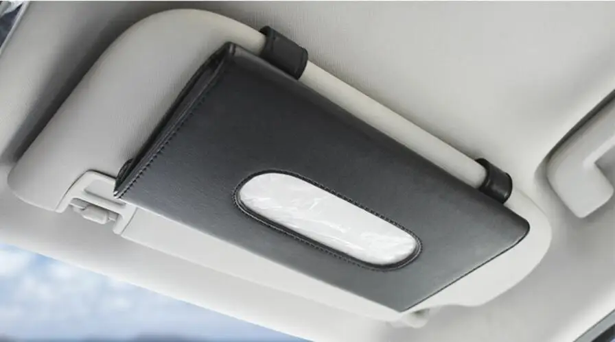 Universal Car Sun Visor Tissue Box Holder PU Leather Tissue Box Cover Case For Paper Auto Organizer Accessories