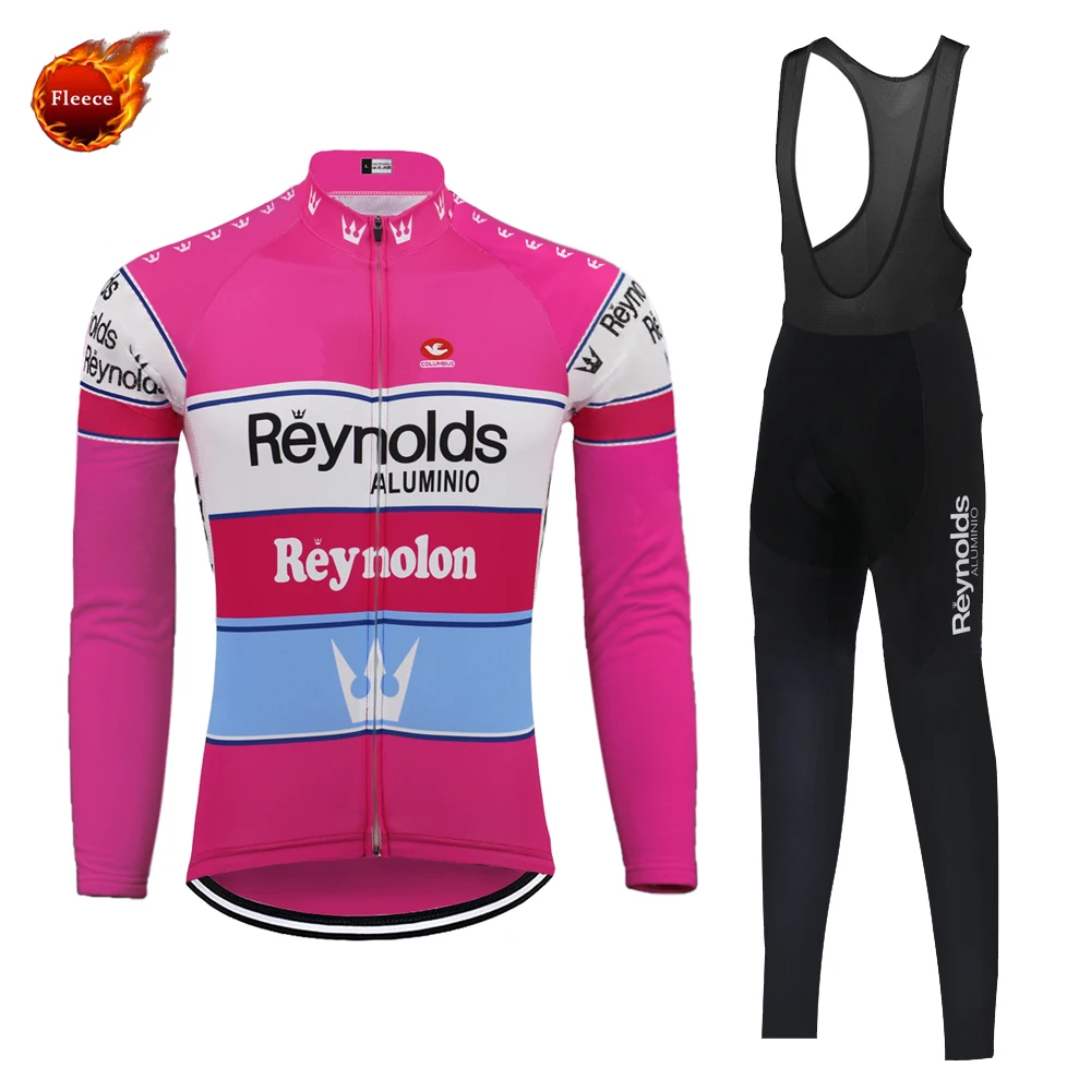 fleece Ретро Reynolds велосипедная майка мужская с длинным рукавом набор термальная велосипедная одежда зимняя флисовая и тонкая велосипедная Одежда MTB ropa Ciclismo - Цвет: fleece