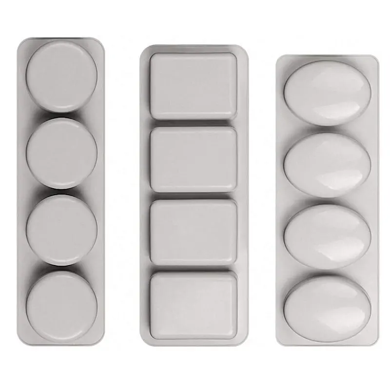 New 4 Cavity Soap Molds Silicone Mold for Making Handmade Lotion Bar Rectangle Oval Round Reusable | Дом и сад