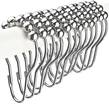 

12pccs Shower Curtain Hooks Rings Stainless Steel Rustproof Shower Curtains Hooks Set Chrome Shower Curtain Rings For Bathroom