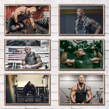 The Rock Dwayne Johnson Bodybuilding Pictures Printed on Canvas 1