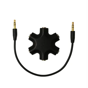 

Black 3.5mm Headphone Earphone Audio Splitter 1 Male to 1 2 3 4 5 Female Port Cable Cord