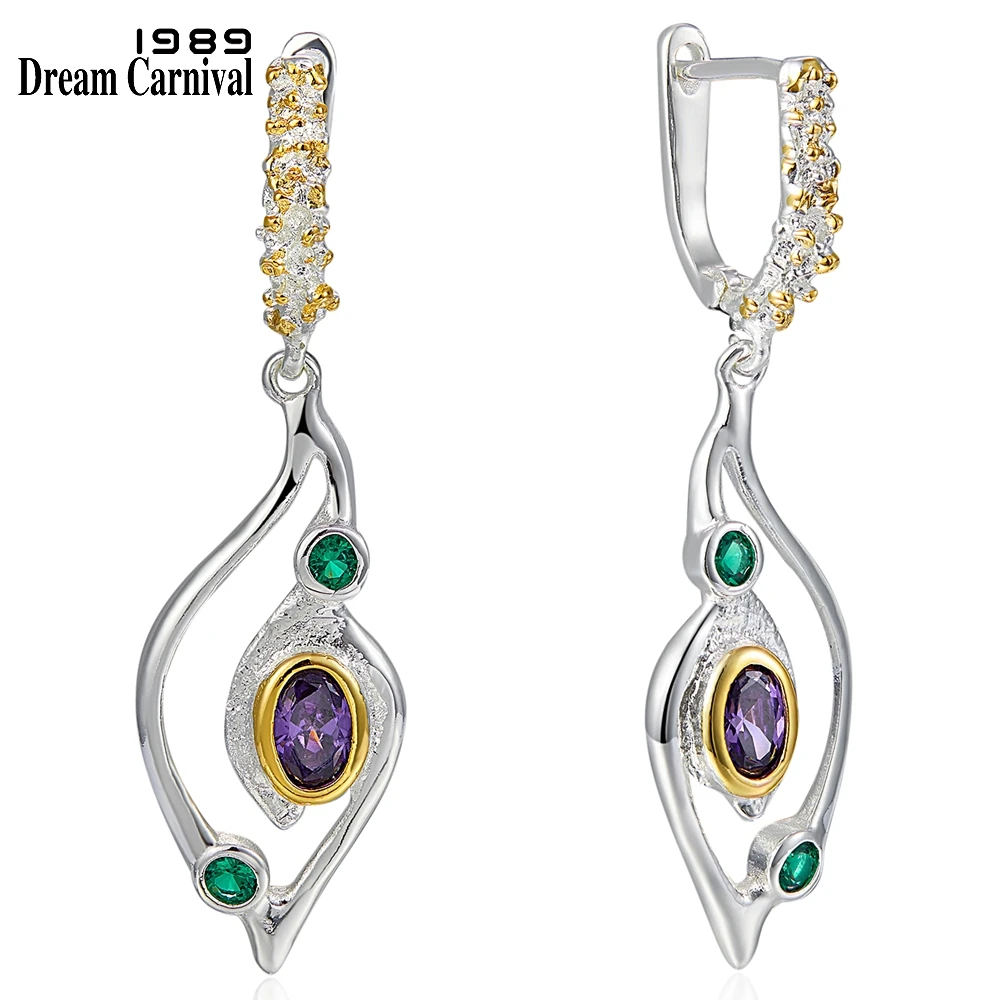 

DreamCarnival1989 New Geometric Earrings Women Blue Green Zirconia Crane Bird Look Jewelry September Party Must Have WE3950