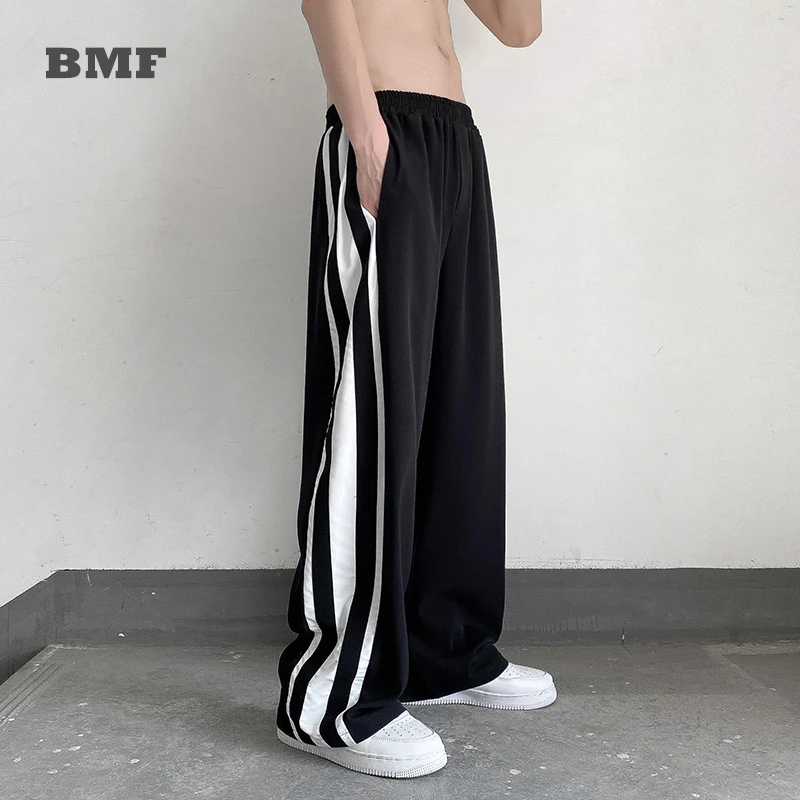 Pantalones chándal a rayas parejas, ropa de calle holgada, deportiva, estilo coreano, Hip Hop|Pantalones informales| - AliExpress