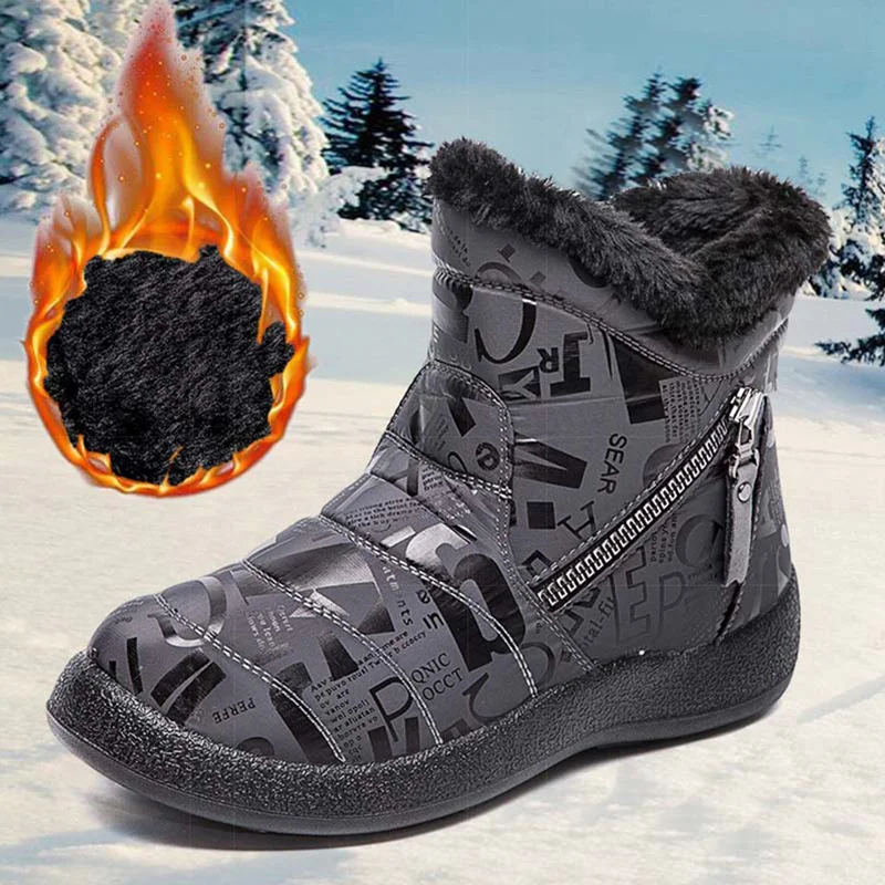 2020 Hot New Winter Shoes Women Flat Heel Boot Plush Fur Fashion Knitting Keep Warm Women's Boots Woman Ankle Botas