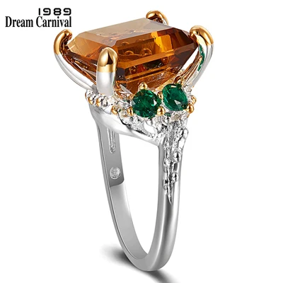 DreamCarnival, новая осенне-зимняя коллекция, свадебные кольца для женщин, большие ослепительные коричневые циркониевые ювелирные изделия для свиданий WA11739 - Цвет основного камня: Коричневый