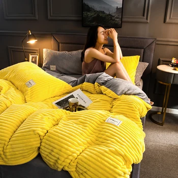 

1pc Flanne Velvet Duvet Cover Single/Double/Queen/King Size Winter Warm Thicken Bed Quilt Cover Plush Bedclothes Bedding Set