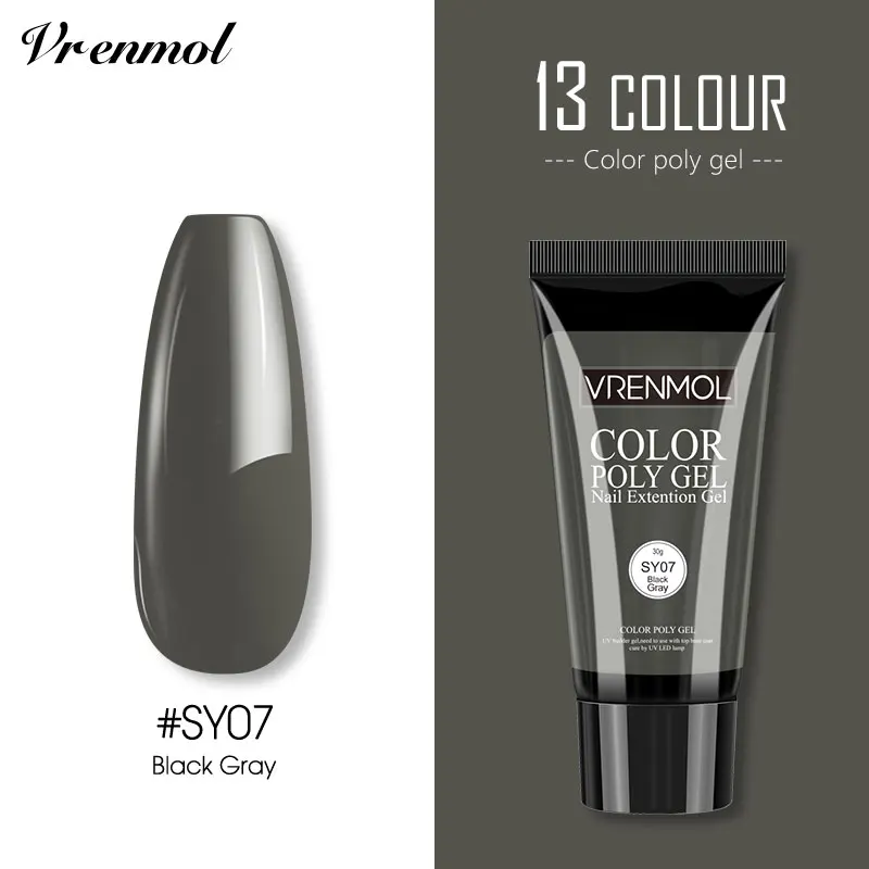 30ml SY07 Vrenmol цветной полигель для наращивания ногтей, ремонт ногтей, блеск, полигель, Кристальный бриллиант, желе, твердый для маникюра, строительный гель - Цвет: 30ml SY07