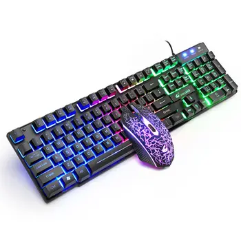 

1Set T11 English Version Button Key Keyboard Rainbow Backlight Keypad Mouse Mechanical Feeling for PC Laptop Desktop Gaming Use