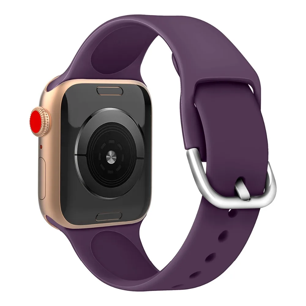 ALPQ ремешок для Apple Watch 38 42 мм 40 мм 44 мм силиконовый Классический ремень с пряжкой браслет Correa для iWatch серии 5 4 3 2 1