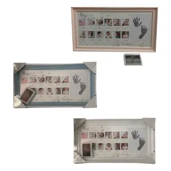 

Baby 12 Months Hand Foot Print Commemorative Photo Frame Newborn Growth Record Size: app.39 x 21 cm