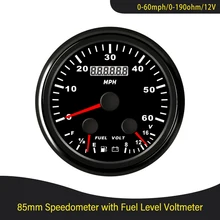 Velocímetro GPS impermeable de 85mm, odómetro de 0-60mph, nivel de combustible, 0-190ohm, 240-33ohm, voltaje de 8 ~ 16V, retroiluminación roja, coche y barco, Universal