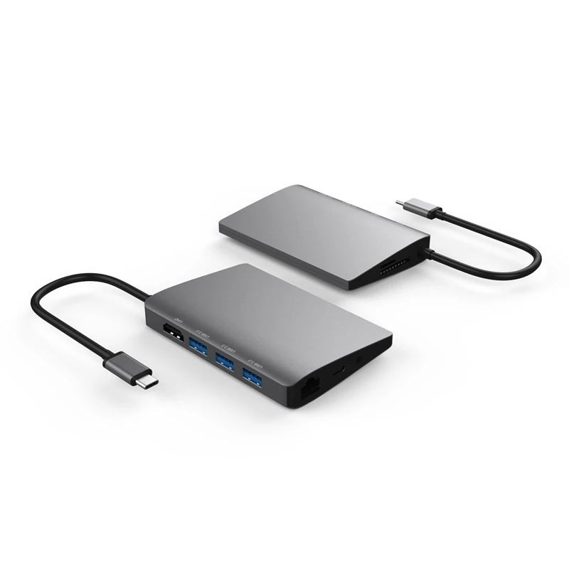 9 в 1 Usb хаб-конвертер док-станция Usb-C type-C к Hdmi/Lan (Gigabit Ethernet) Rj45/Usb3.0/Sd кардридер/аудио