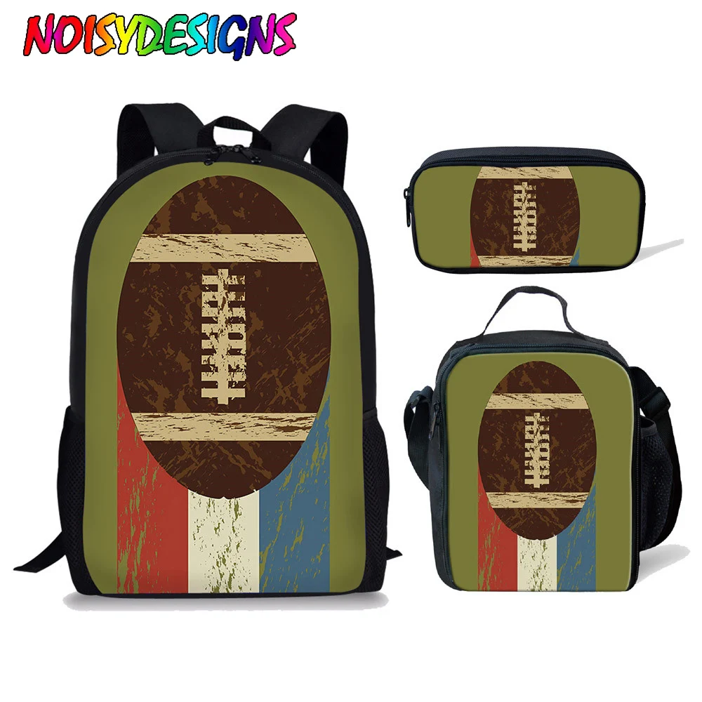 NOISYDESIGNS Baseball 3D Printing School Backpack for Kids Bag 3pcs/set