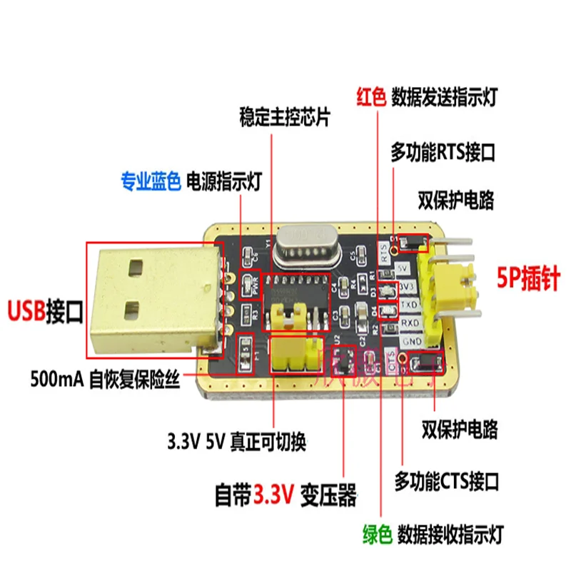 10 шт./лот CH340G RS232 литр USB к ttl модуль к последовательному порту zhongyu обновленная панель ttl щетка линия