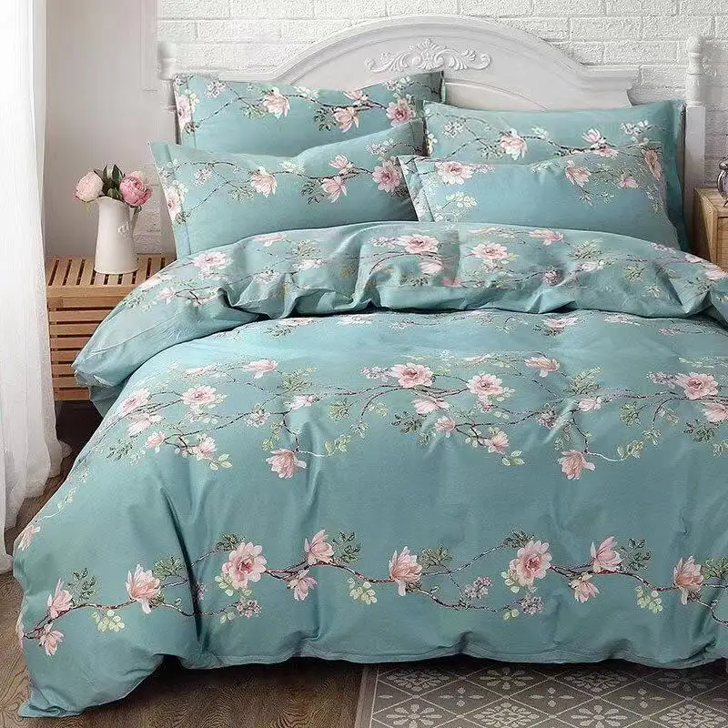 

Quilt cover + Pillow Case Decor Brand 100% Cotton Bed Sheets Na Home Textile Para Bed Sheet Flower Pattern Protector