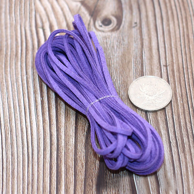 DIY Leather Rope Candy Color Flat Faux Suede Leather Rope Bracelet Necklace Handmade Material 3mm Thickness 5 Meters leather rope supplies