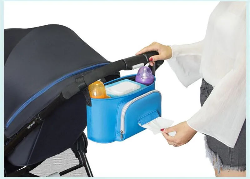 Сумка для детской коляски, сумка-Органайзер, цветные сумки, аксессуары для коляски, корзина для коляски, Одноцветный рюкзак, крючок для