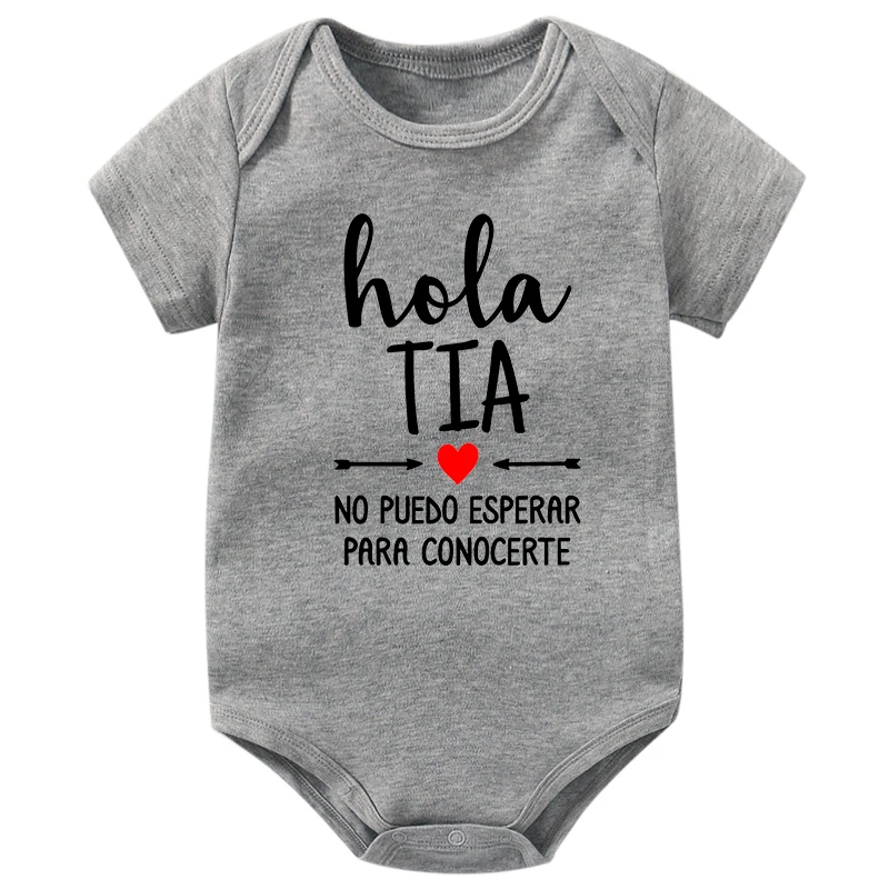 Hola Tia No Puedo Esperar Para Conocerte Funny Baby Bodysuits Newborn Announcement To Aunt Boys Grils Cotton Ropa Clothes Romper Bodysuits Aliexpress