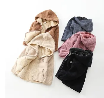 

High Quality New Winter Cute Fleece Children Baby Long-sleeved hooded warm jacket. Boys and girls flannel tops.