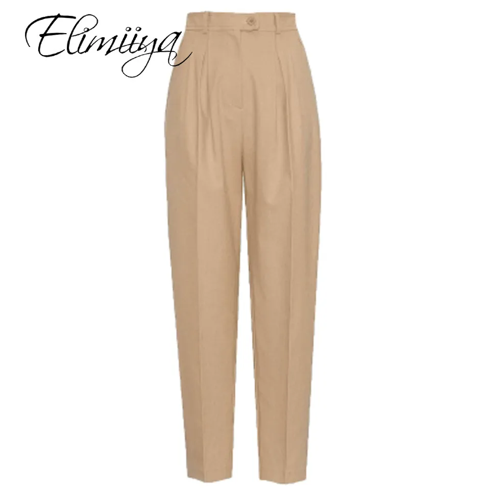 

Elimiiya Good Quality Pants For Women High Waist Zipper Pocket 5 Size Long Trousers Smart and handsome overalls