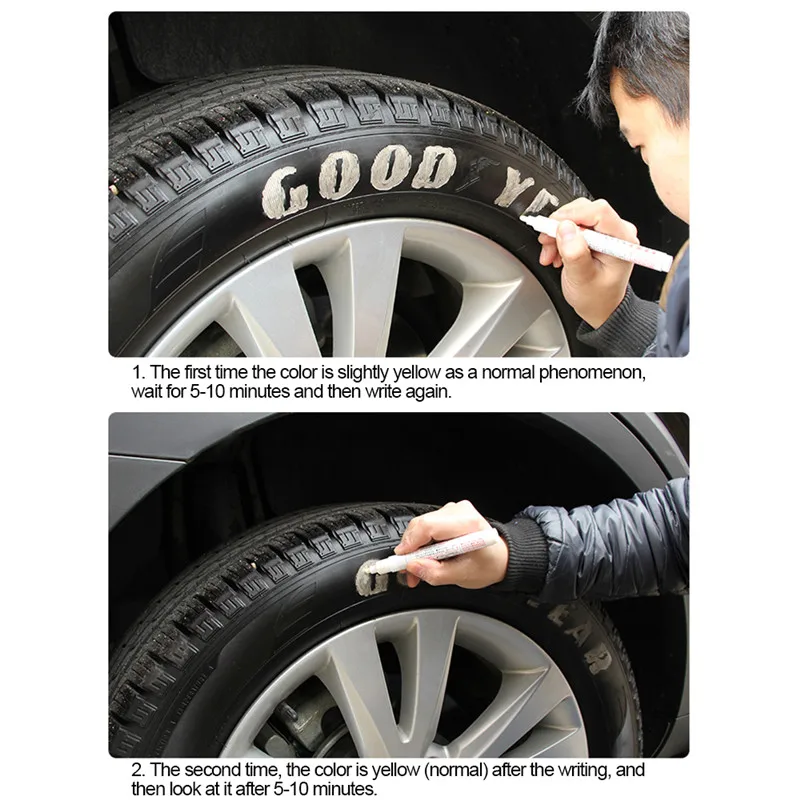 Newest DIY Paint Pen Cool White Large Volume Letter Touch up Marking Pen Marker For Car Tires Automotive car-styling