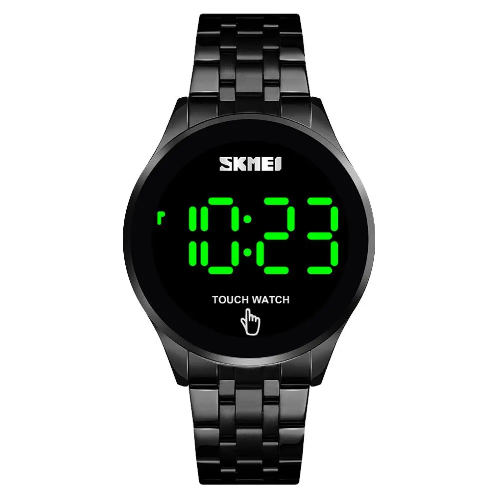 Black Sport Digital Watch SKMEI Brand Men's Watches Luxury Stainless Steel Men Wristwatch LED Light Display Electronic Watch Bracelet - Цвет: Black