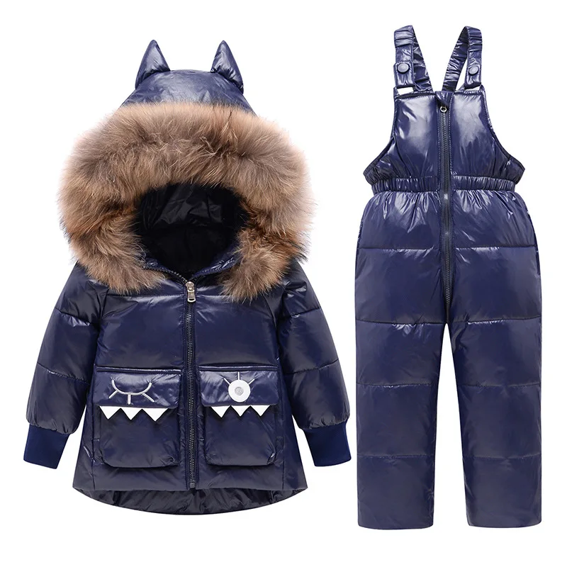 

Baby Boys Girls Clothes Suit Toddler Kids Down Jacket for Boys Cartoon Dinosaur Thick Down Jacket 1-5 Years Warm Two-Piece Set