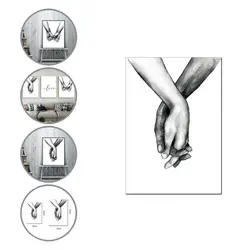 1 Set Painting Romantic Ambience Sketchy Style Hand in Hand Black White Art Painting   Wall Art Pictures  for Hotel