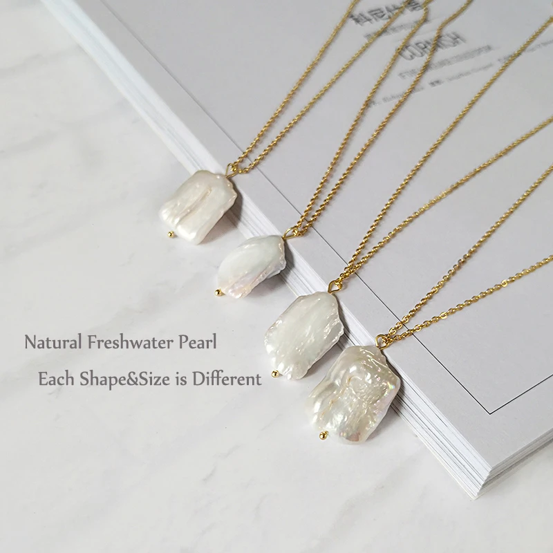 Peri'sBox белый квадратной формы жемчужные ожерелья для женщин Необычные природные пресноводные жемчужные подвески уникальный дизайн