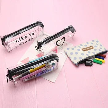 

Lovely Concise Transparent Letter Octagonal Pencil Case Small Fresh Originality Student Portable Pencil Bag Stationery Bag