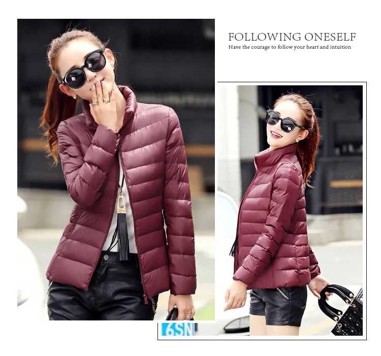 Stand Collar Thin down Jacket Women's Autumn And Winter New Products Short Autumn And Winter Portable Large Size Korean-sty