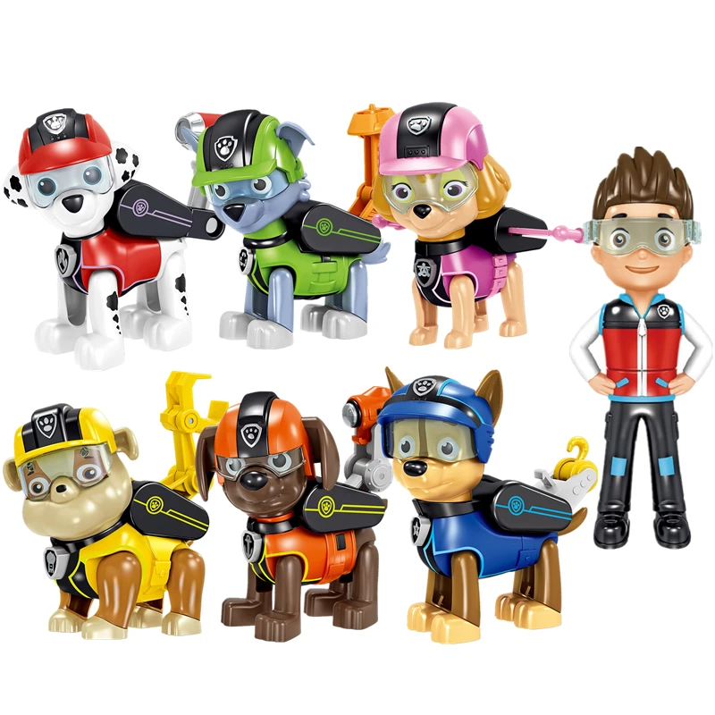 7 Pcs Dogs Щенячий патруль смотровая башня спасение собак базовые игрушки набор Щенячий патруль Райдер погоня Аниме фигурки Модель Дети День рождения лучший подарок - Цвет: 7 Pcs Dogs