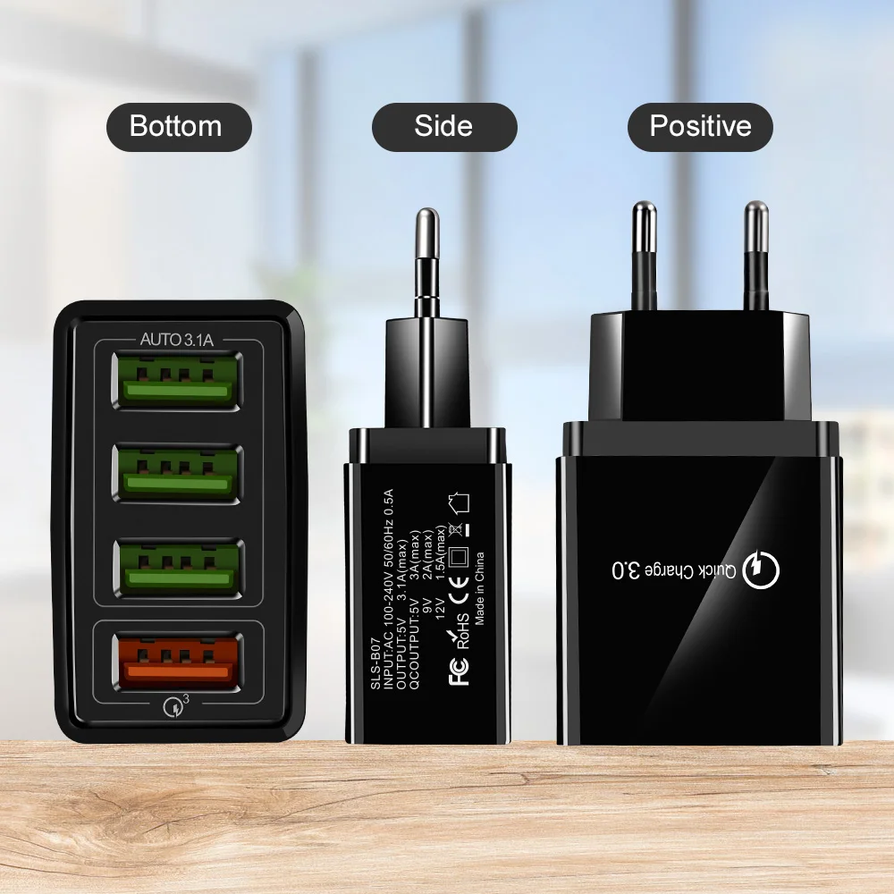 OLAF 4 порта QC 3 0 USB зарядное устройство для iPhone Plus X XR XS Max Быстрая зарядка Xiaomi Huawei