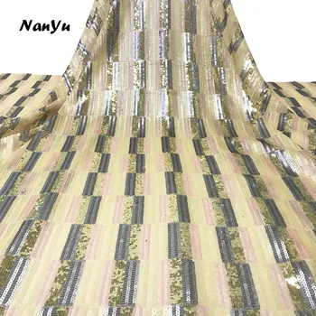 

French Lace Fabric with Sequins Good Quality Lace Fabric African Glitter Sequin Mesh Lace Fabric For Party Dress
