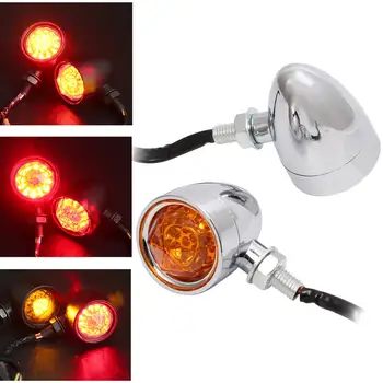 

10mm Universal Metal Motorcycle Bullet Turn Signal Lights Amber Diamond Lens LED Brake Lamp For Harley Cafe Racer Bobber Chopper