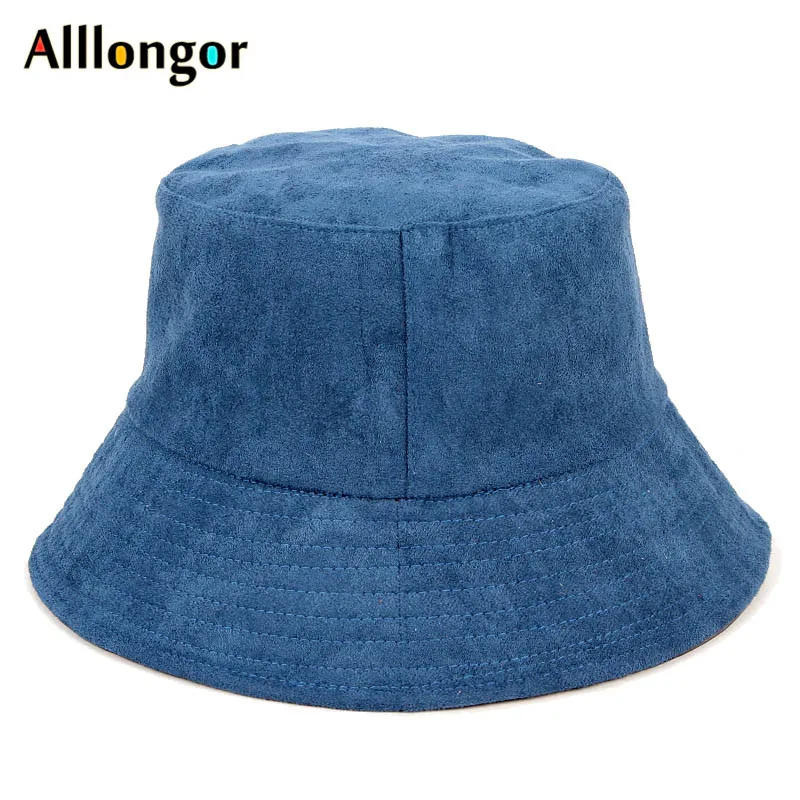 Зима Gorro; теплый pescador chapeau нечеткая Корейская Панама женская Рыбацкая шапка рыбацкие шапки женские черные красные желтые - Цвет: Синий
