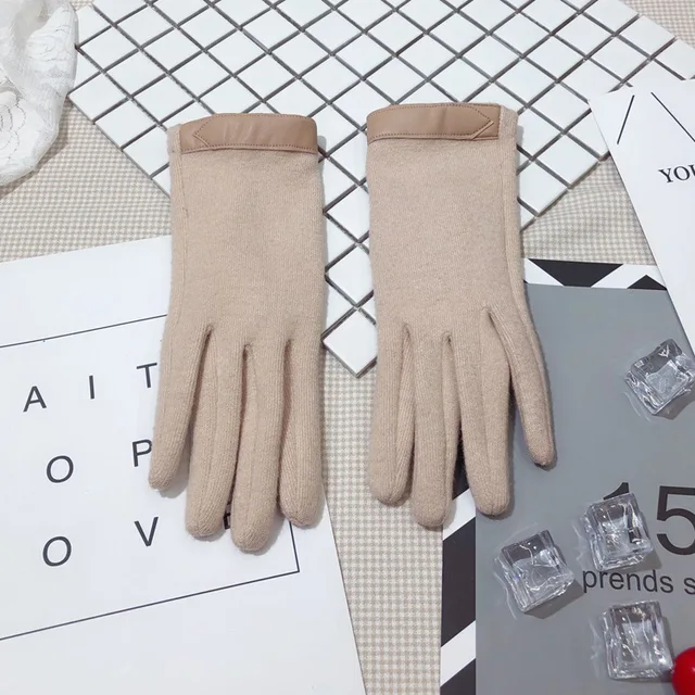 New Ladies Winter Warm Gloves, Cashmere Wool Gloves, Five-Finger Split-Finger Touch Screen Gloves A272-10