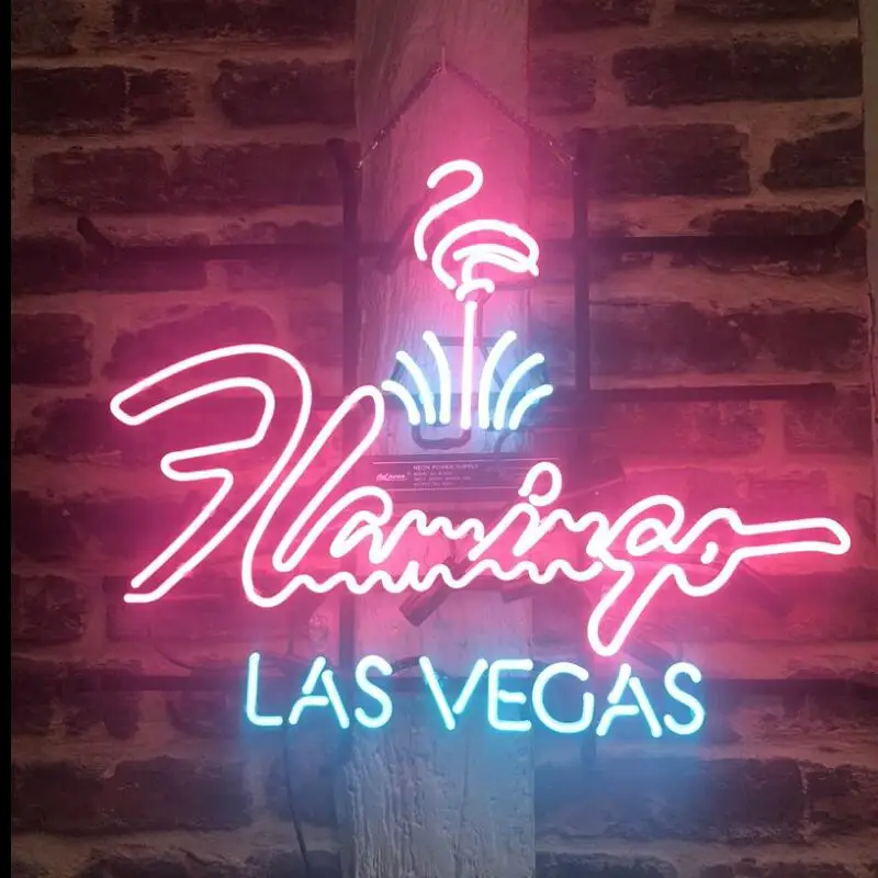 Custom Flamingo Hotel Las Vegas Glass Neon Light Sign Beer Bar
