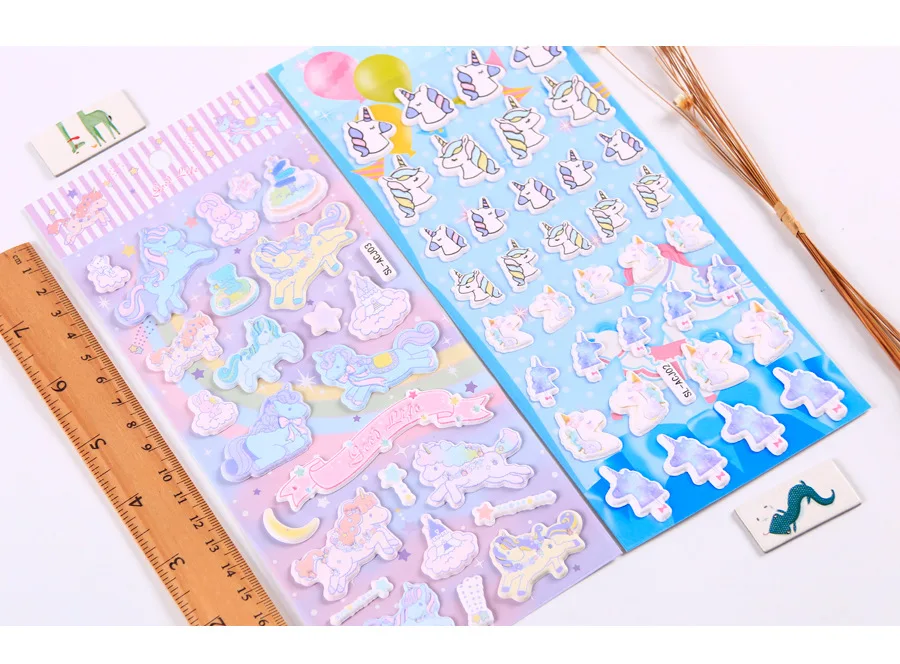 1 компл./лот Kawaii канцелярские наклейки s Единорог пена Наклейка декоративная Мобильная Наклейка s Скрапбукинг DIY ремесло стикер