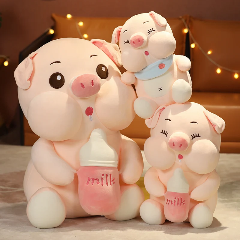 

Kawaii молочная бутылка свинка плюшевая игрушка пуховая хлопчатобумажная мягкая кукла кровать большая подушка для сна украшение для спальни детский подарок на день рождения