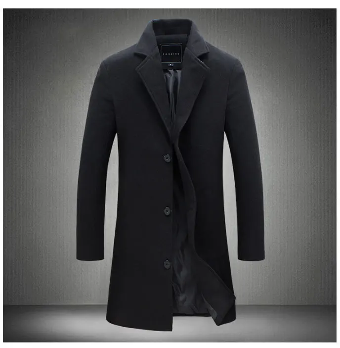 Классическое длинное пальто для мужчин Осень Зима Новое мужское шерстяное пальто 5XL Плюс Размер узкий длинный плащ пальто Мужская куртка abrigo hombre