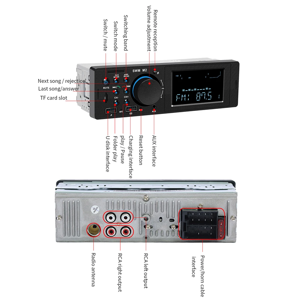 Автомобильный MP3-плеер один 1Din Bluetooth стерео аудио Авторадио Музыка FM радио USB TF AUX головное устройство