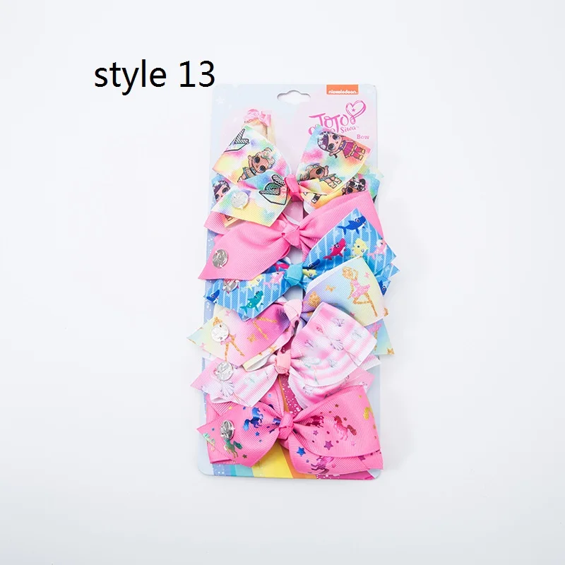 14style, 6 шт./партия, бант для волос, Русалочка, единорог, радуга, клетчатый принт, бант из ленты, бант, заколка для волос для девочек, подарок