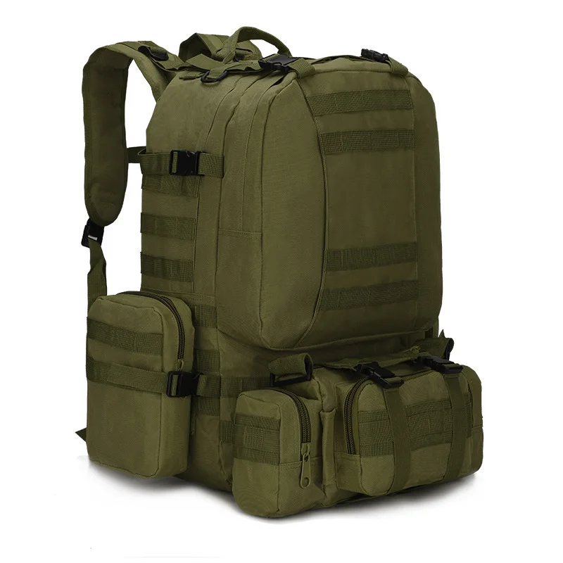 55L Molle военный рюкзак SWAT армейская полевая дорожная сумка для выживания многофункциональный двойной плечевой Большой Вместительный охотничий рюкзак - Цвет: Армейский зеленый