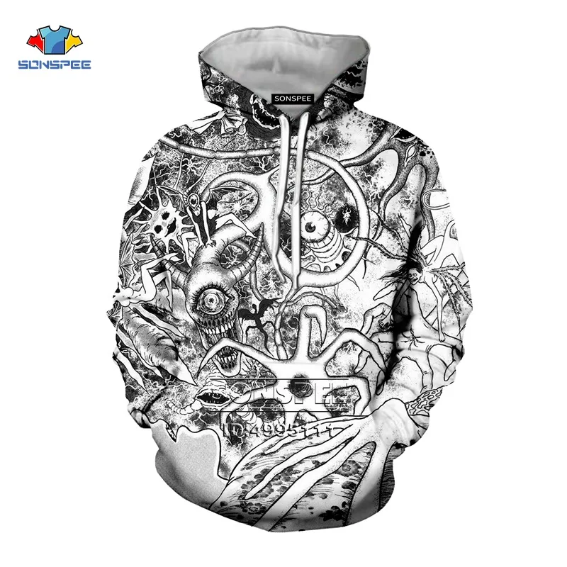 

SONSPEE Japan Junji Ito Horror Manga Comics 3D Print Men Women Hooded Hoodies Sweatshirts Pullover Casual Streetwear