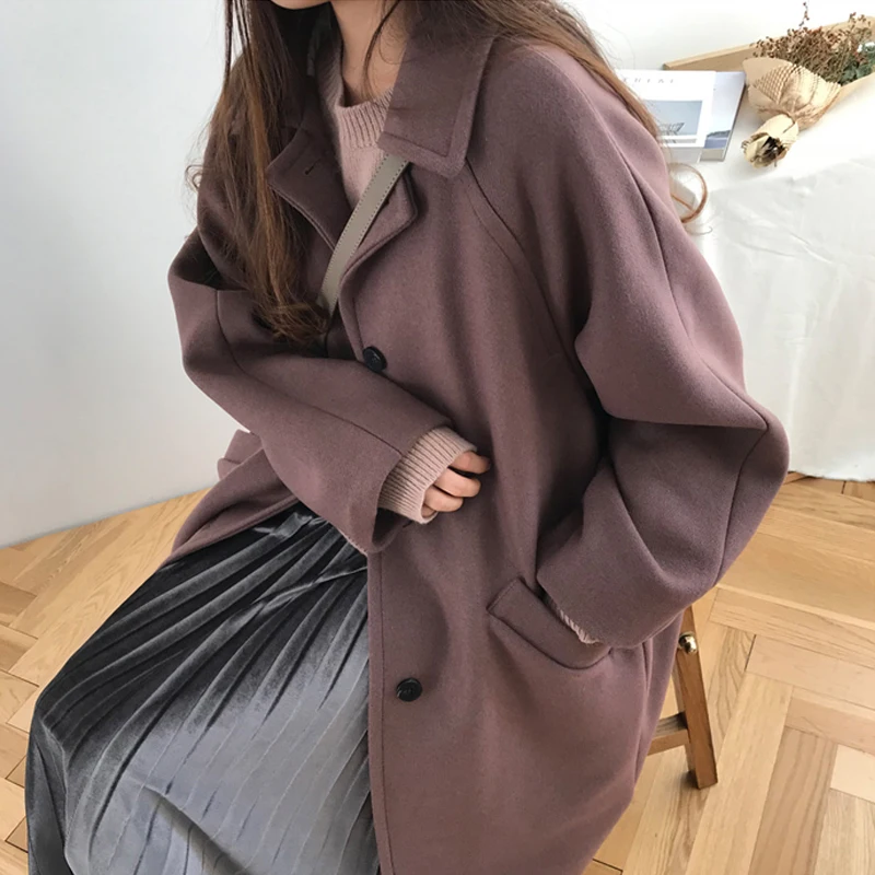 Goedkoop Vrouwen Trendy Single Breasted Hoge Kwaliteit Verdikking Warme Wollen Jas Oversized Retro Womens Eenvoudige Elegante Casaco Feminino